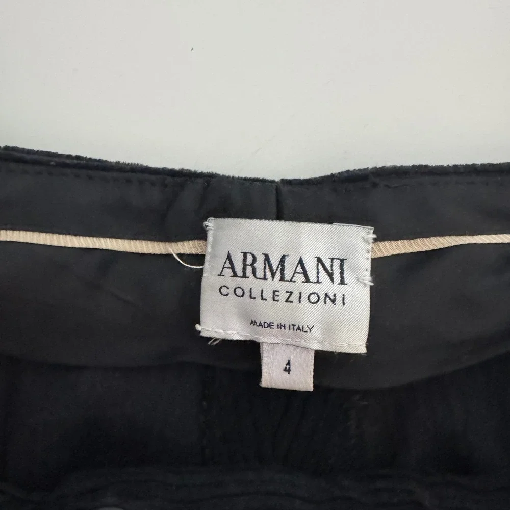 Armani Collezioni Black Corduroy Wide Leg‎ Pants Women's Size 4 Made in Italy